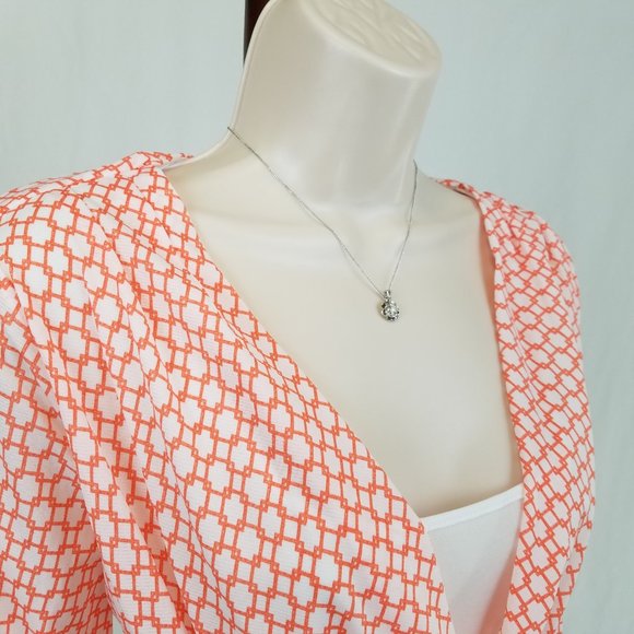 Bebe layered faux wrap top orange white M - Picture 4 of 6